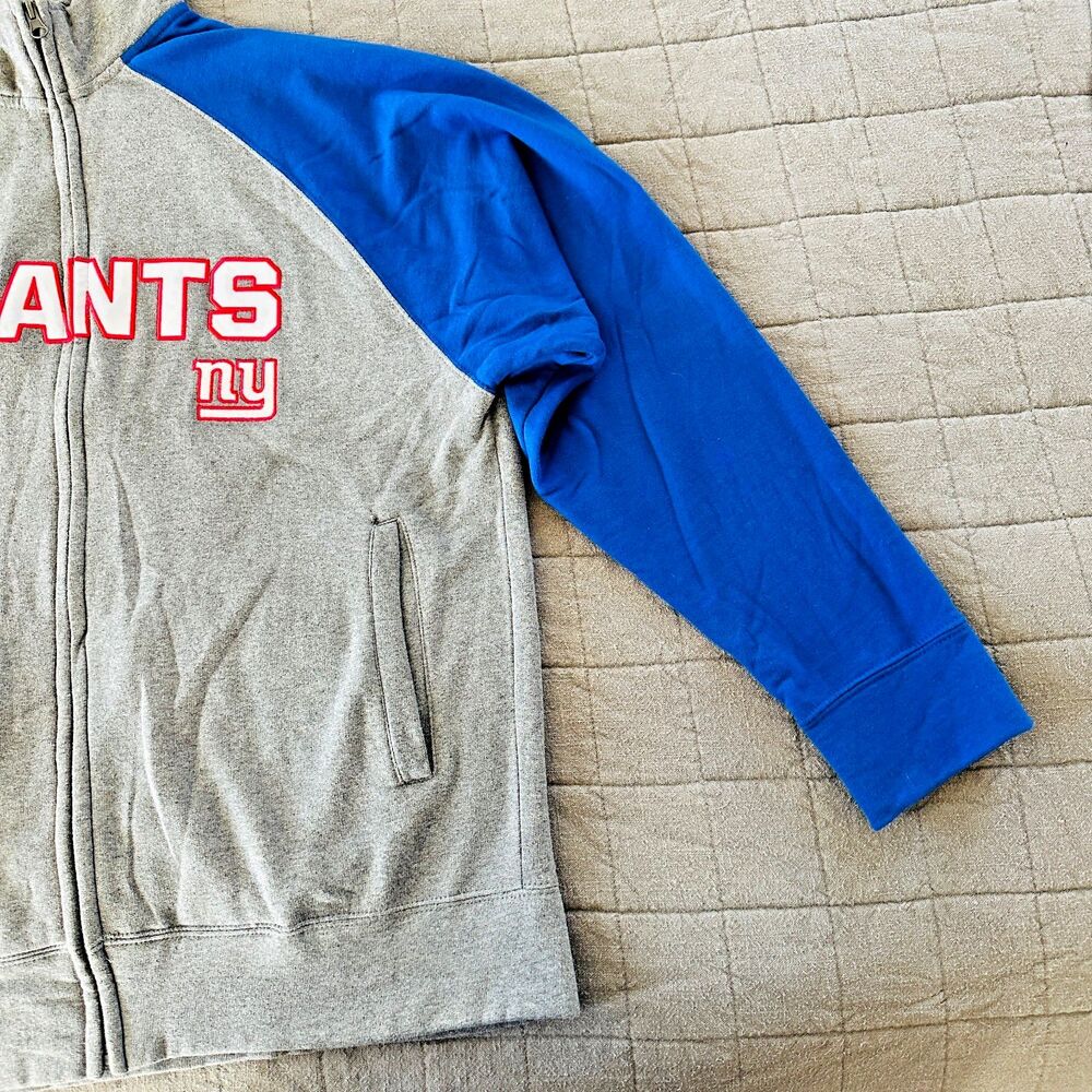 new york giants nfl full zip sweatshirt gray blue football fan gear large - Picture 4 of 13
